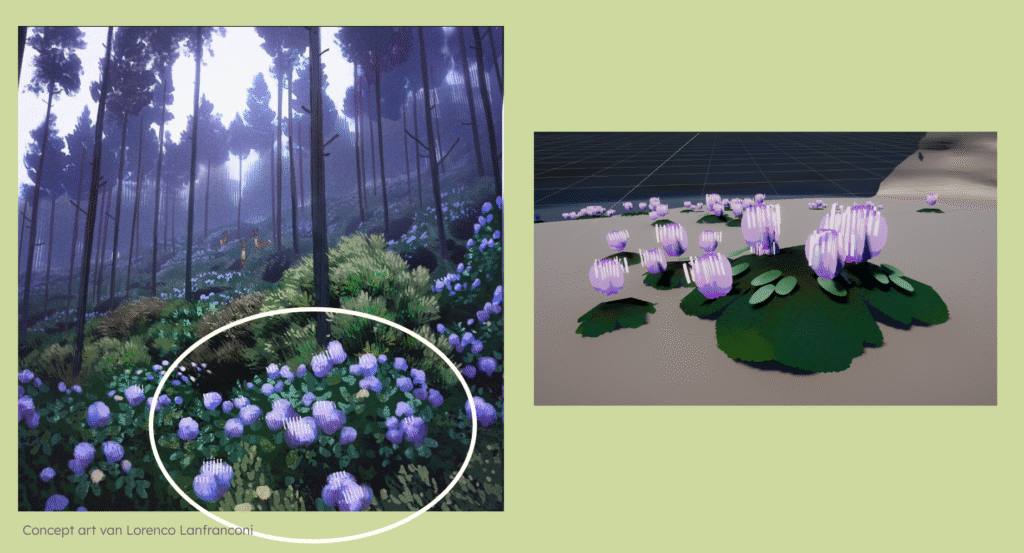 My first flowers ever, based on concept art.