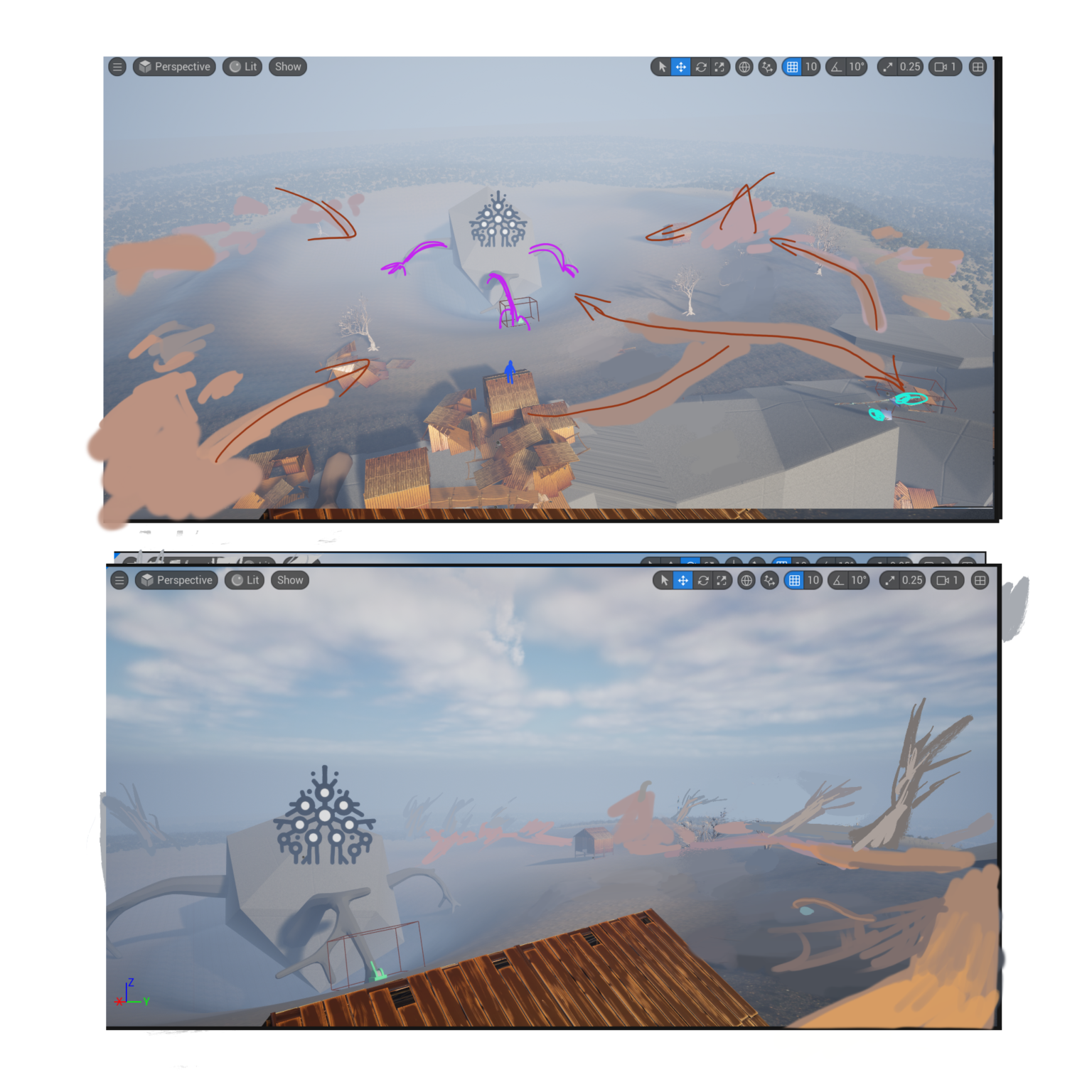 King leading lines and trees overpaint